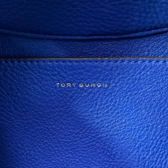Tory Burch Perry Pebbled Leather Satchel Blue Green Gold Hardware - Picture 13 of 15